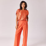 Top in frippé stof - Burnt orange