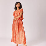 Top in frippé stof - Burnt orange