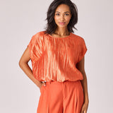 Top in frippé stof - Burnt orange