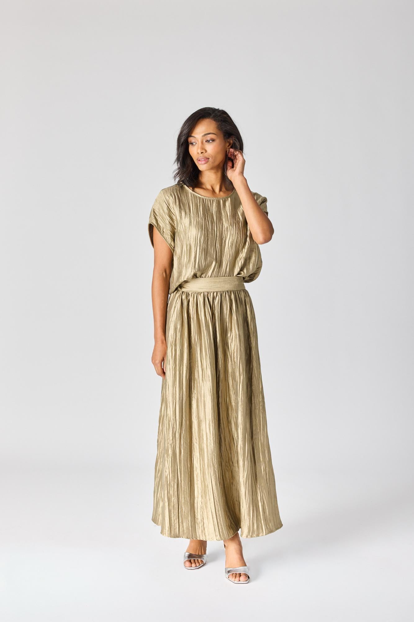 Top in frippé stof - Pistache