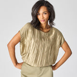 Top in frippé stof - Pistache