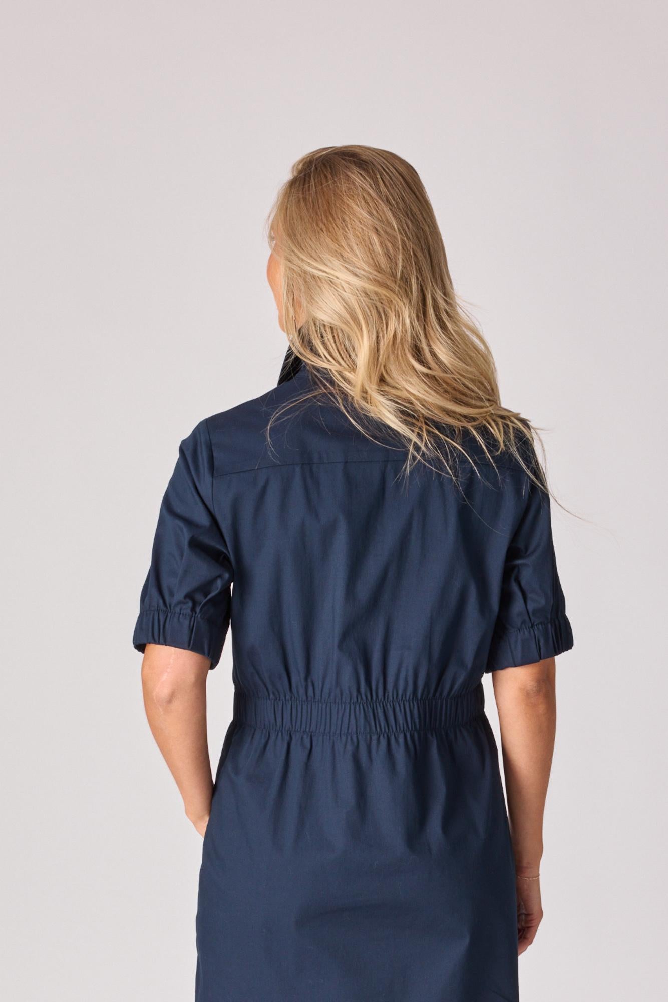 Korte jurk met smok - Navy