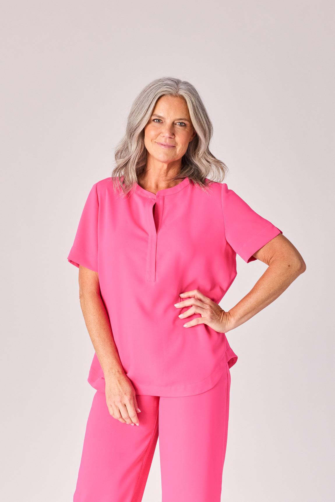 Blouse met v-hals - Pink