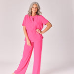 Blouse met v-hals - Pink