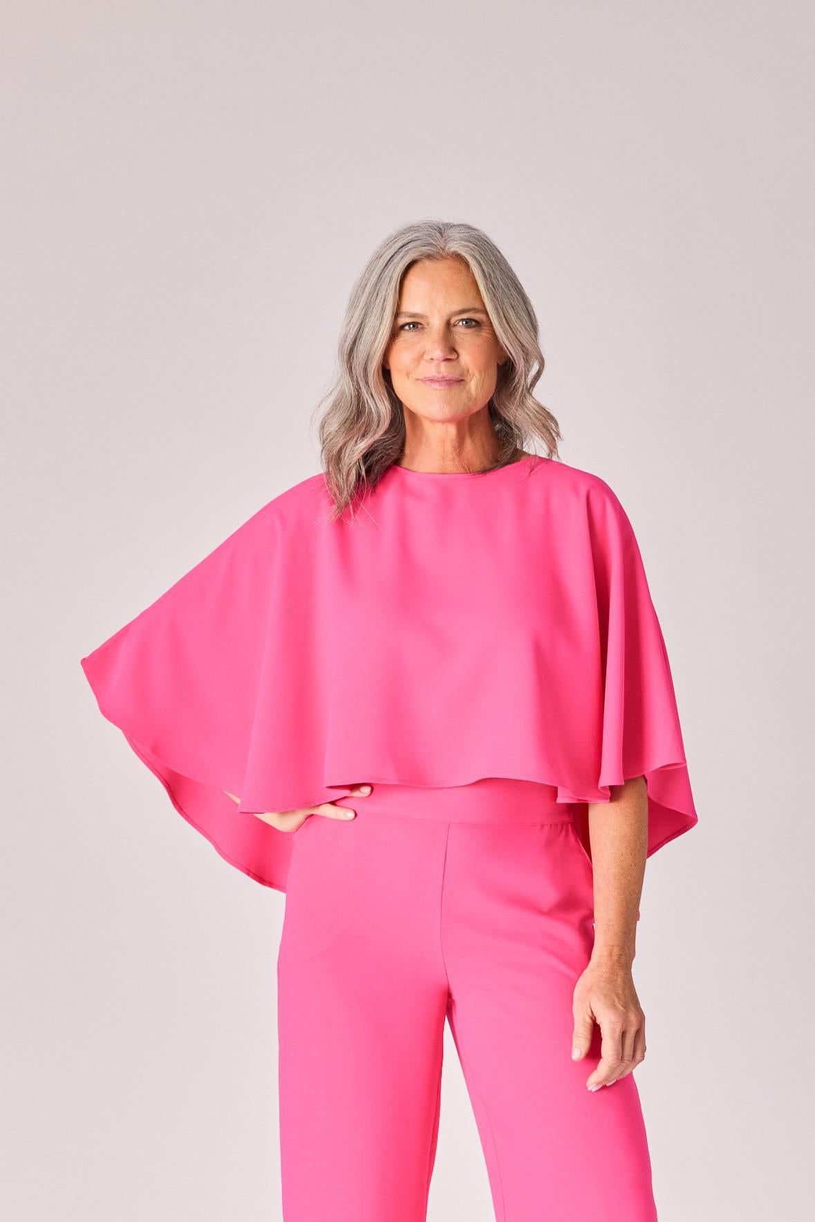 Top met afneembare cape - Pink