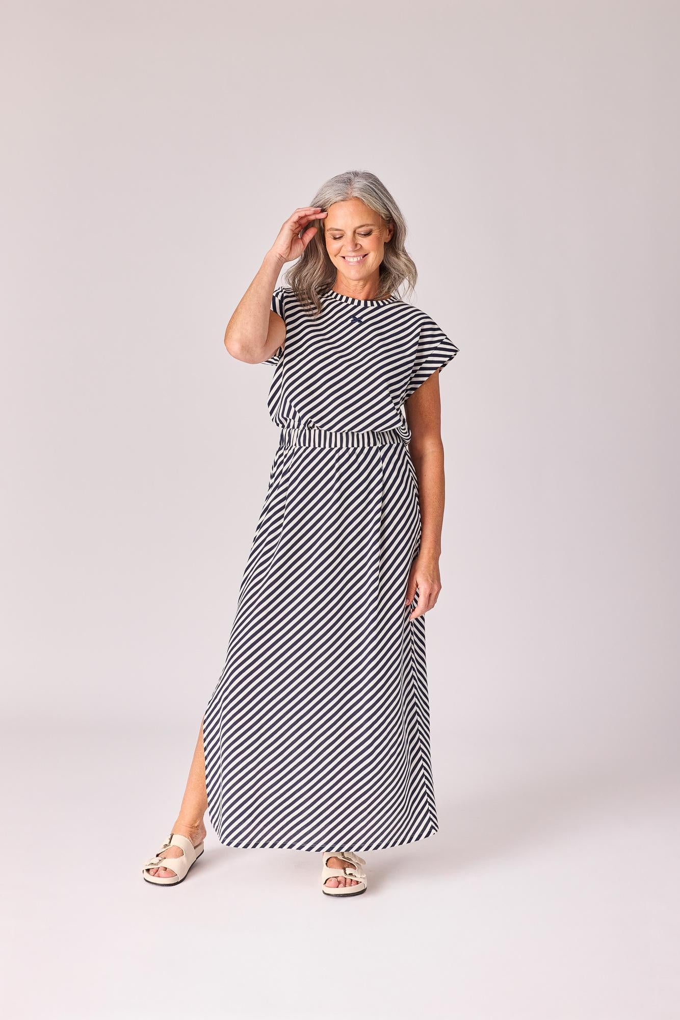 Rok met streepjesmotief - Navy stripe