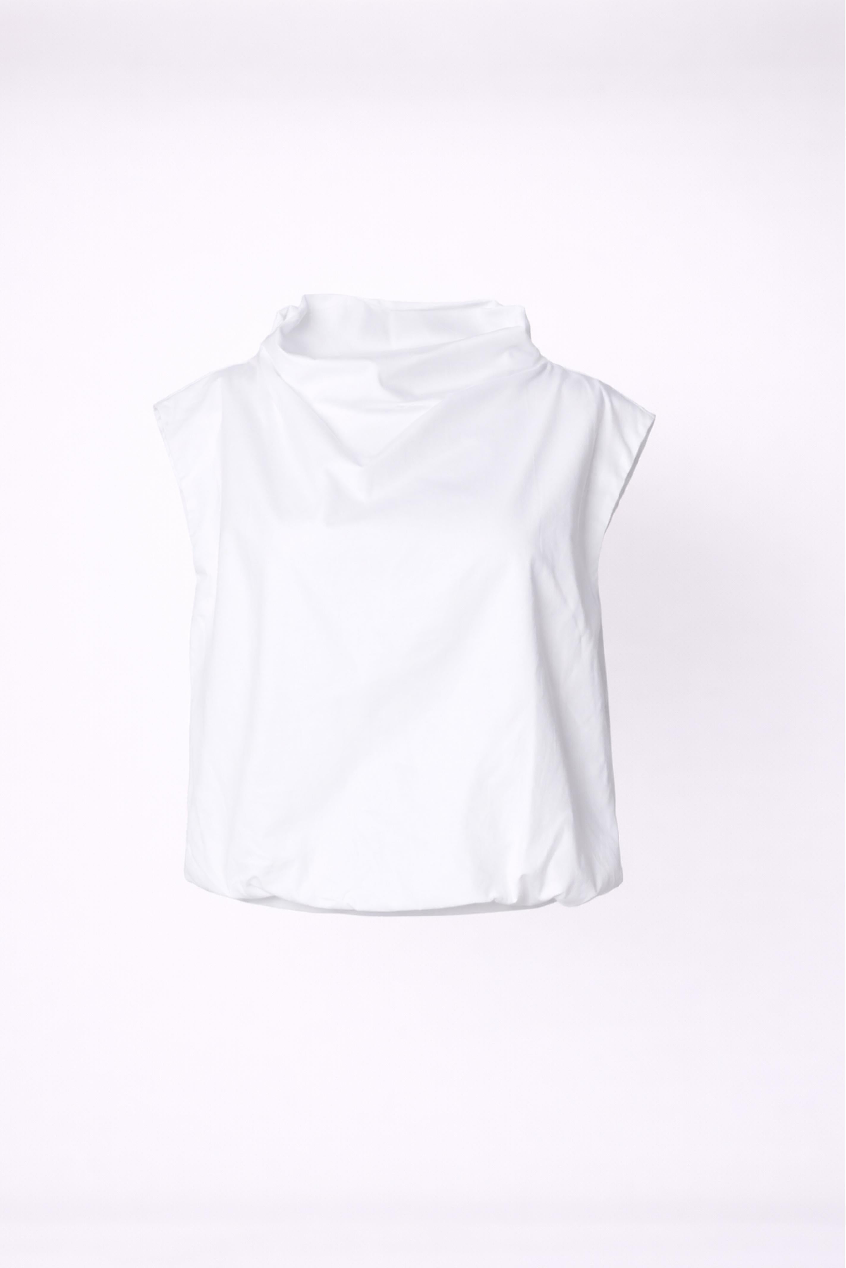 Top met gedrapeerde halslijn - White