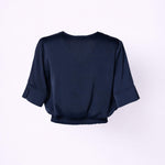 Blouse met v-hals in satijn - Navy