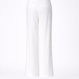 Wijde broek met bandplooi - White