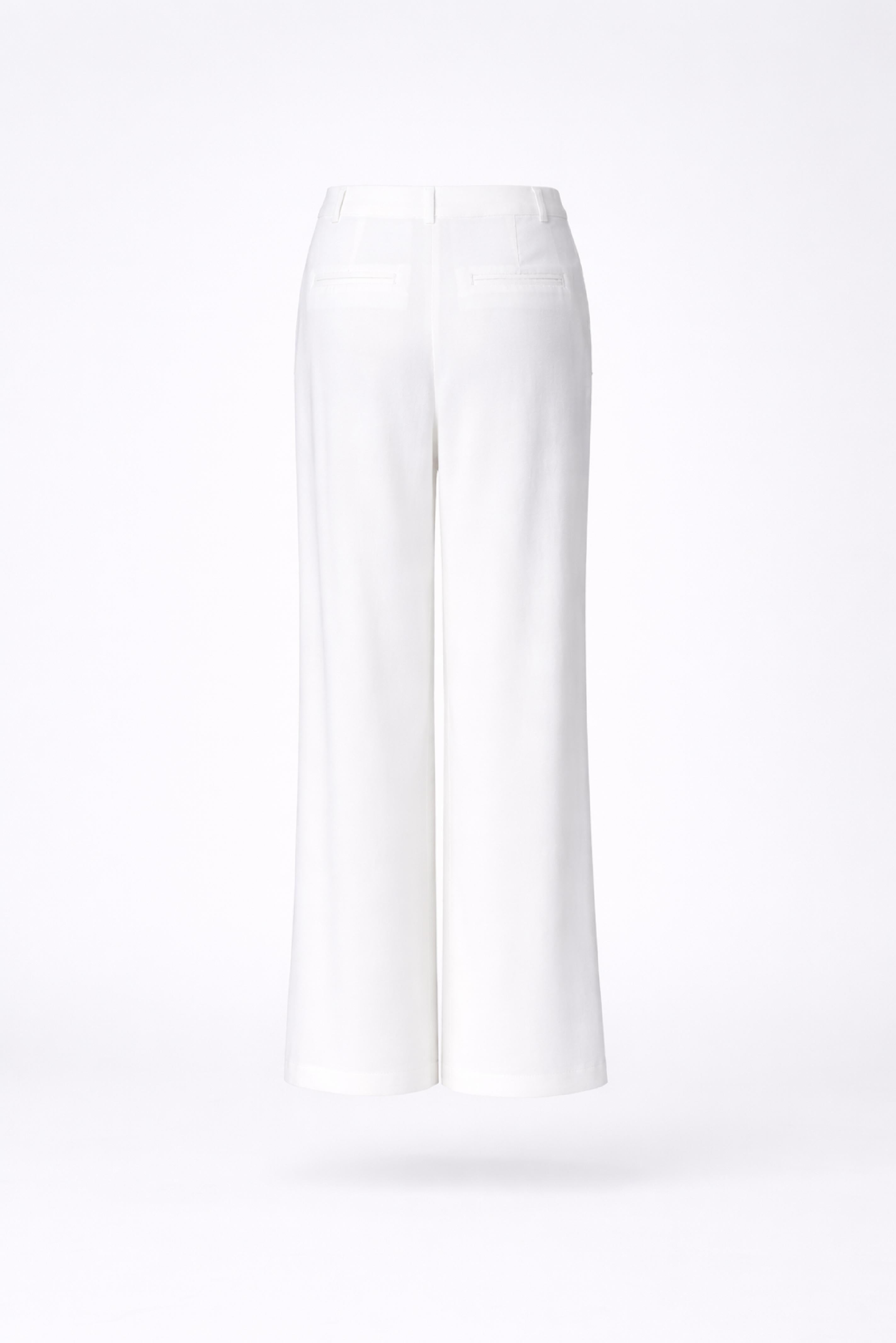 Wijde broek met bandplooi - White
