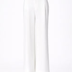 Wijde broek met bandplooi - White