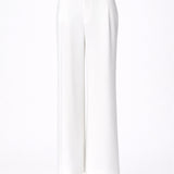Wijde broek met bandplooi - White