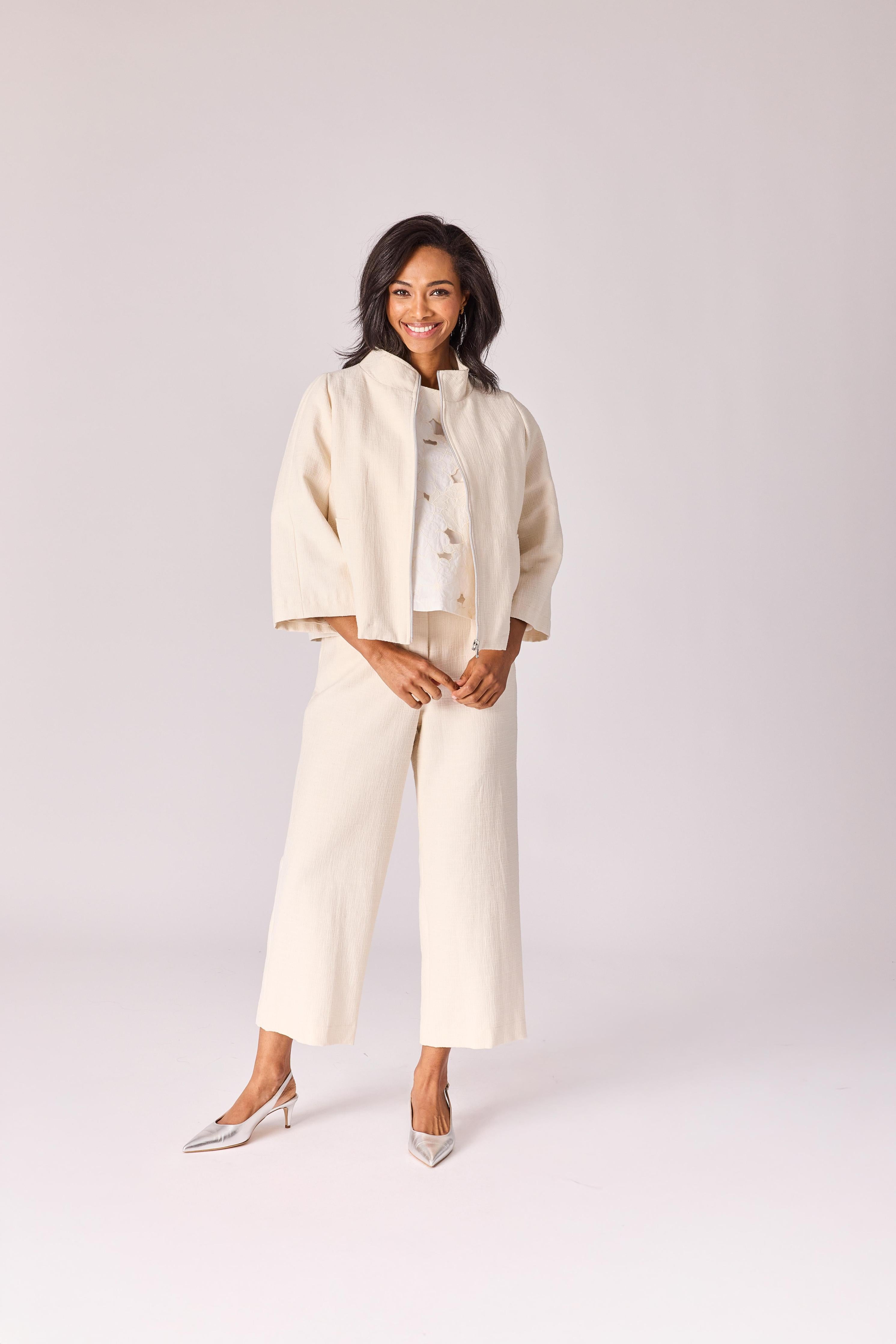 Cape met opstaande kraag - Off white